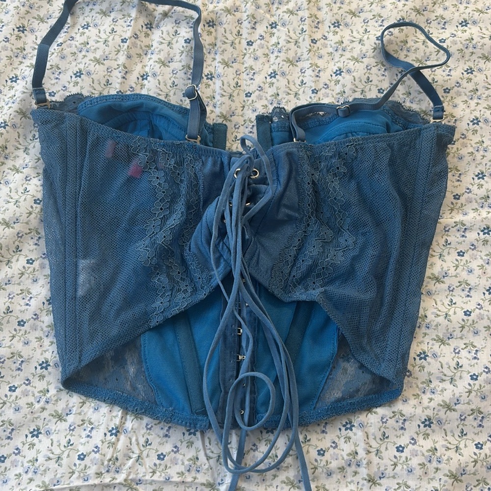 Blue Lace Bustier Top - Picture 3 of 3